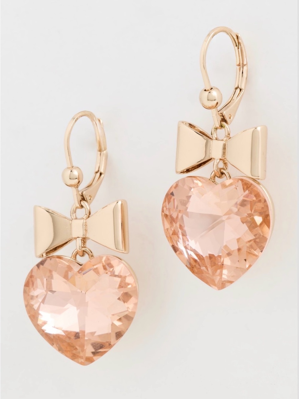 TORY BURCH Heart and Bow Earrings - Tory Gold / Papaya Pink